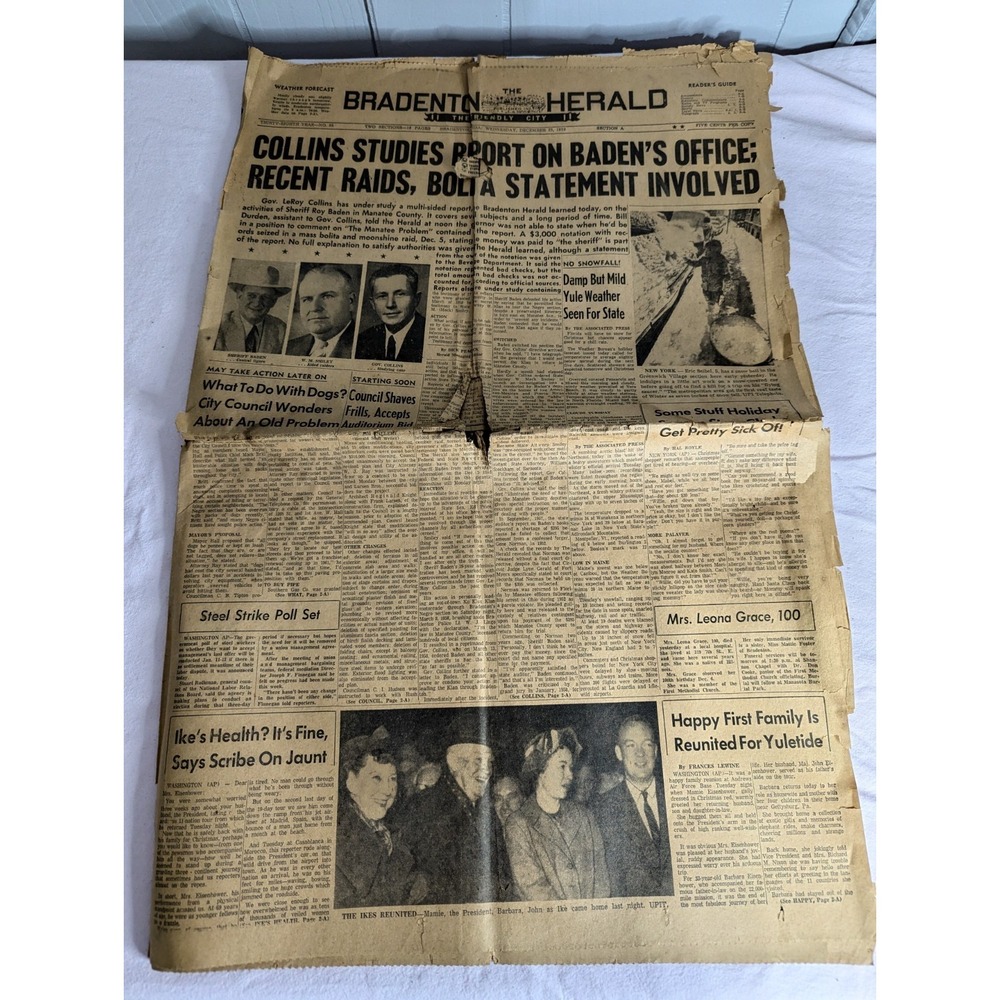 Vintage December 23 1959 Bradenton Florida Herald Newspaper ephemera jai-alia ad